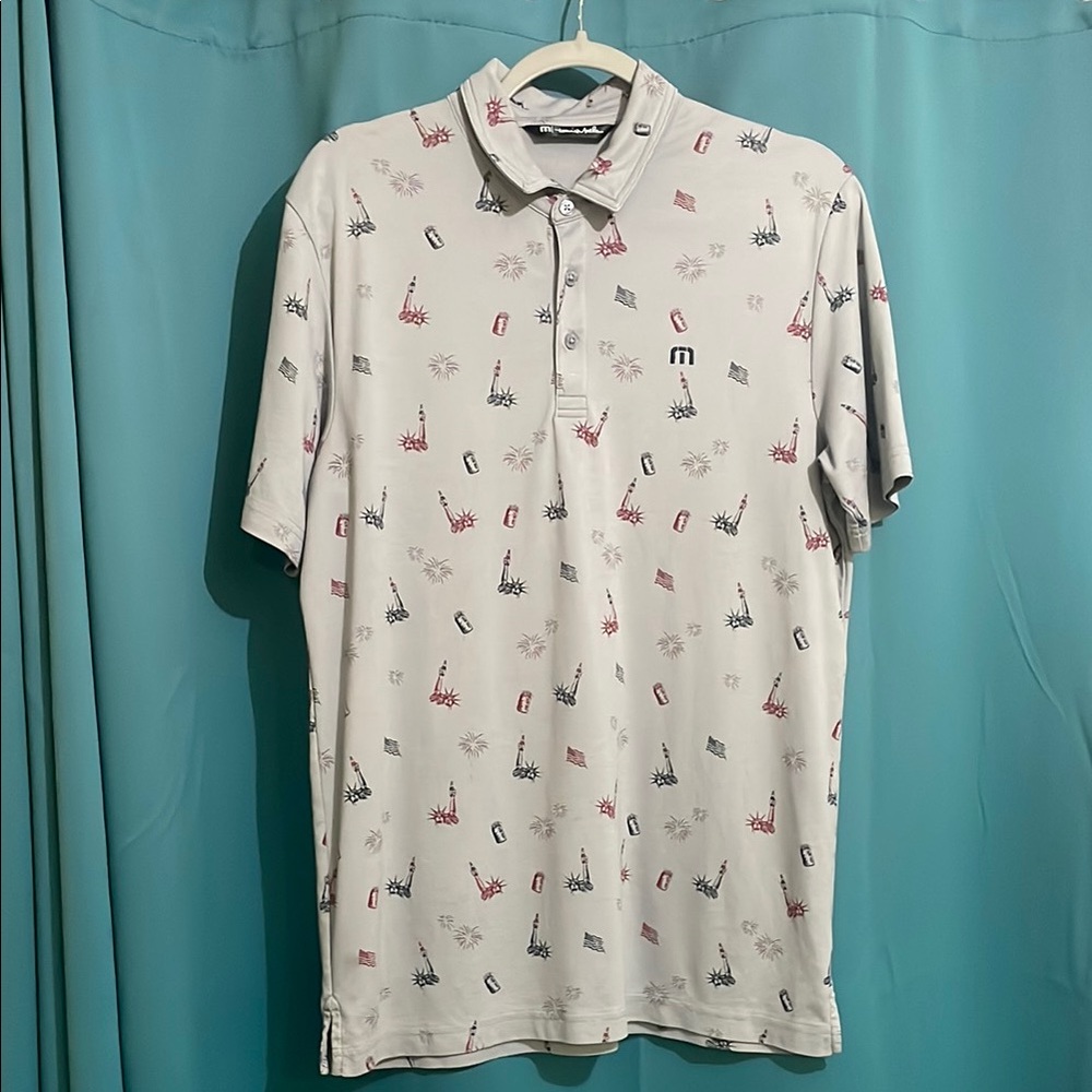 Travis Mathew Patriotic and Beer Polo Shirt